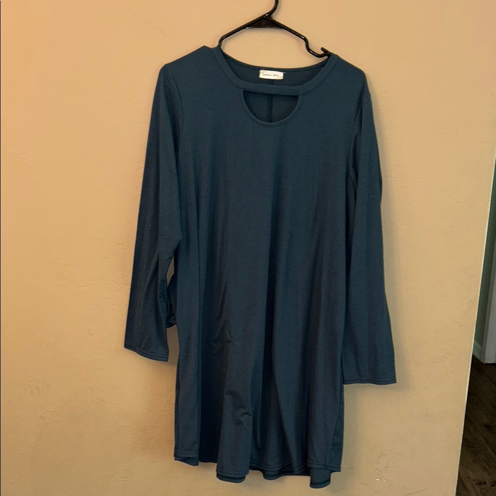 Elegant Teal Long Sleeve Dress